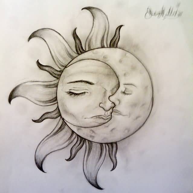 Moon And Sun Tattoo Design Sample