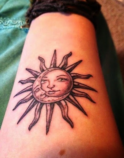 Moon And Sun Tattoo On Forearm
