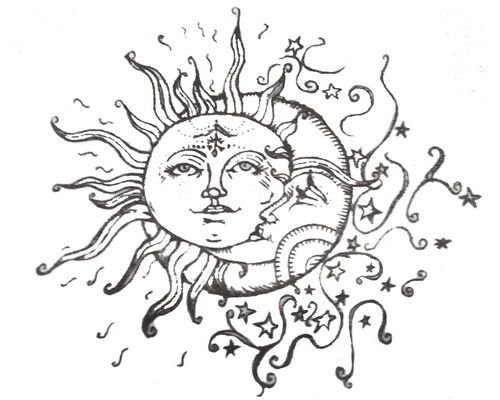 Moon Kissing Sun Tattoo Design