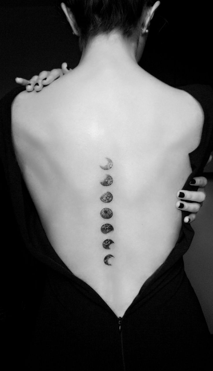 Moon Phases Tattoo On Girl Full Back