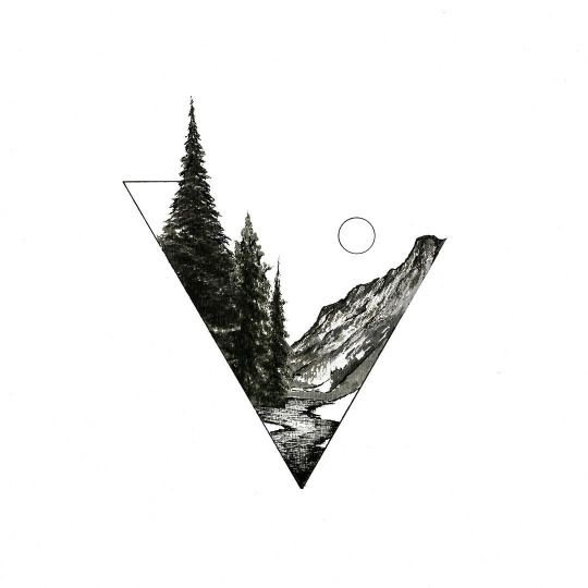 Mountains And Tree Tattoo Design