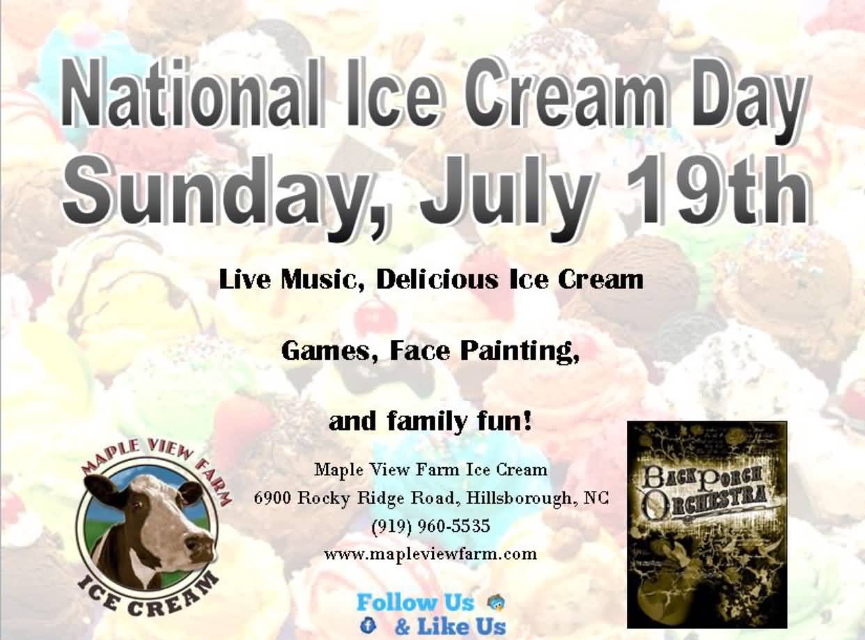 National Ice Cream Day Sunday July 19th