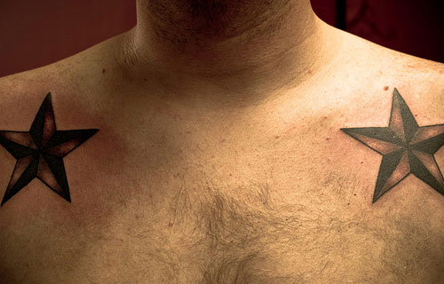 Nautical Star Tattoos On Collar Bones