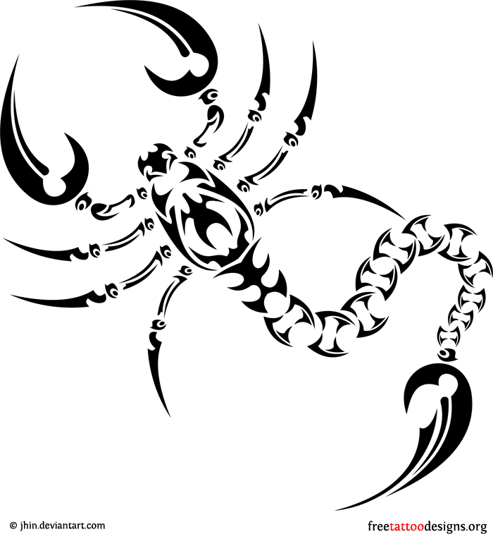 Nice Black Tribal Scorpion Tattoo Design