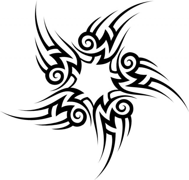 Nice Black Tribal Star Tattoo Sample