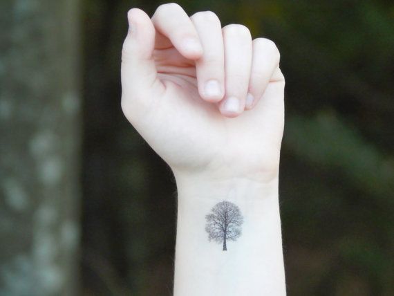 Nice Girl With Oak Tree Tattoo On Wrist