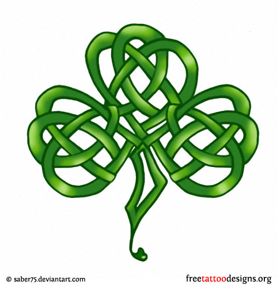 Nice Green Celtic Shamrock Tattoo Design