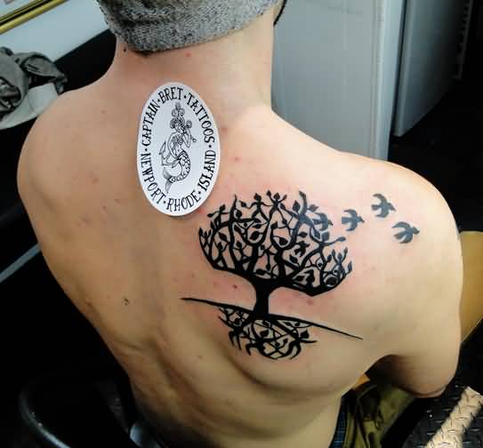 Nice Tree Of Life Tattoo On Man Right Back Shoulder
