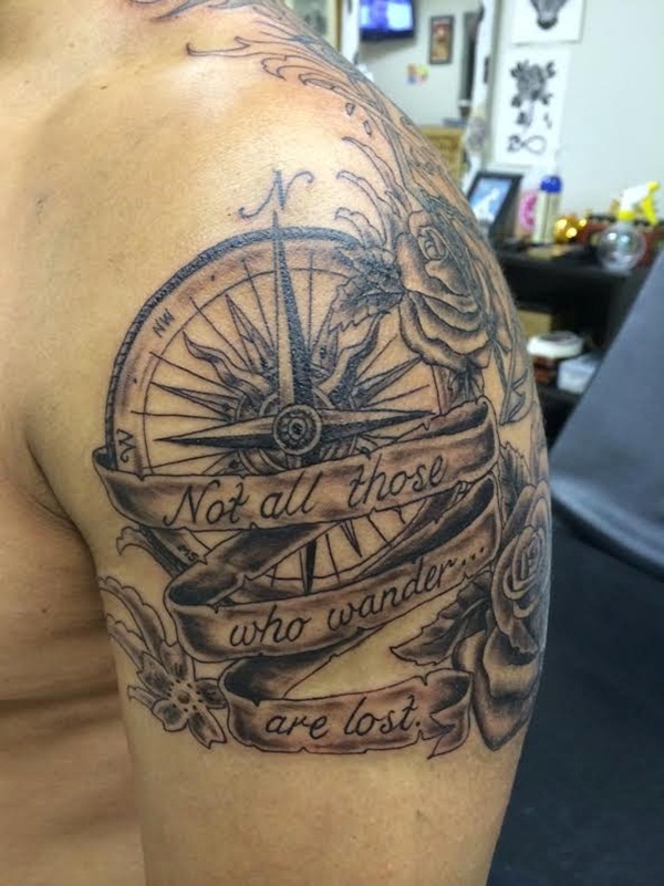 Not All Those Who Wander Are Lost – Compass Tattoo On Man 
