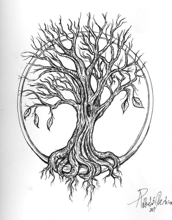 Oak Tree Tattoo Design Stencil