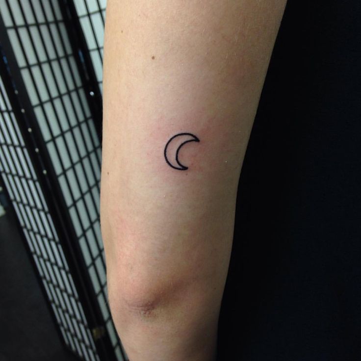 Outline Moon Tattoo On Bicep