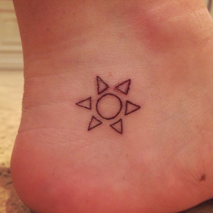 Outline Small Sun Tattoo On Ankle