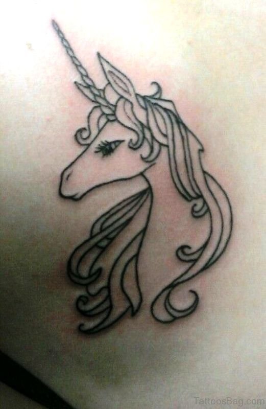 Outline Unicorn Head Tattoo Idea