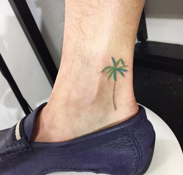 Palm Tree Tattoo On Ankle