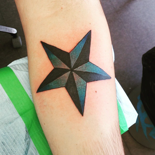 Pentagram Nautical Star Tattoo On Arm Sleeve