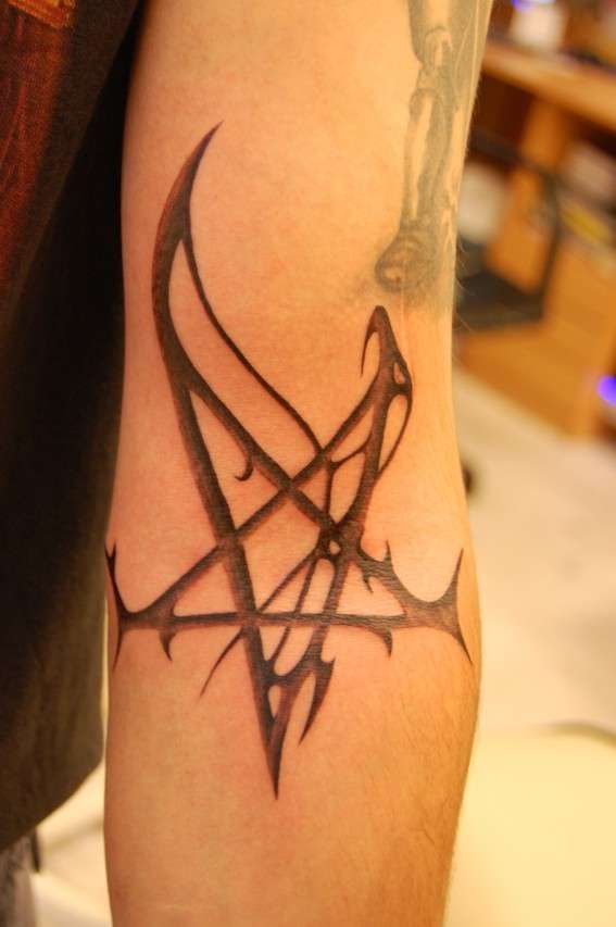 Pentagram Star Tattoo On Arm Sleeve