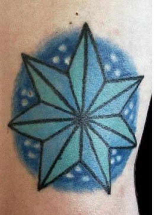 Pentagram Star Tattoo On Rib Side
