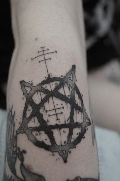 Pentagram Star Tattoo On Sleeve