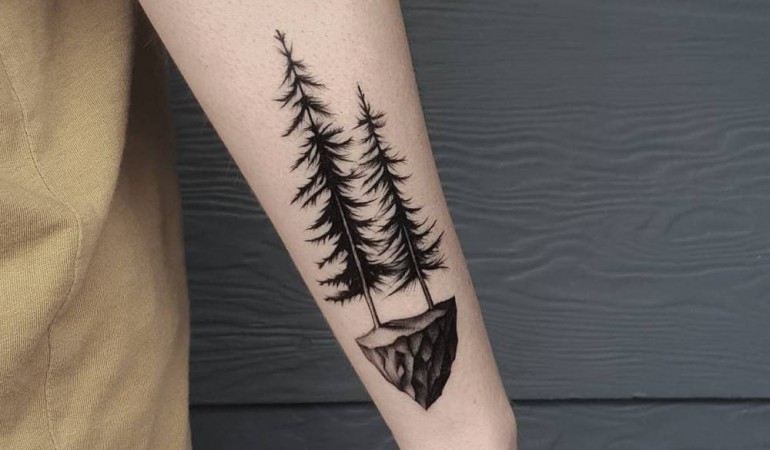 Pine Tree Tattoo On Arm Sleeve