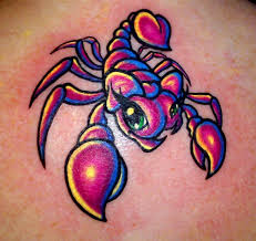 Pink Animated Scorpion Tattoo Design