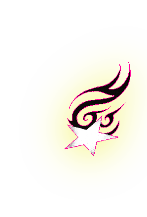 Pink Outline Tribal Star Tattoo Design