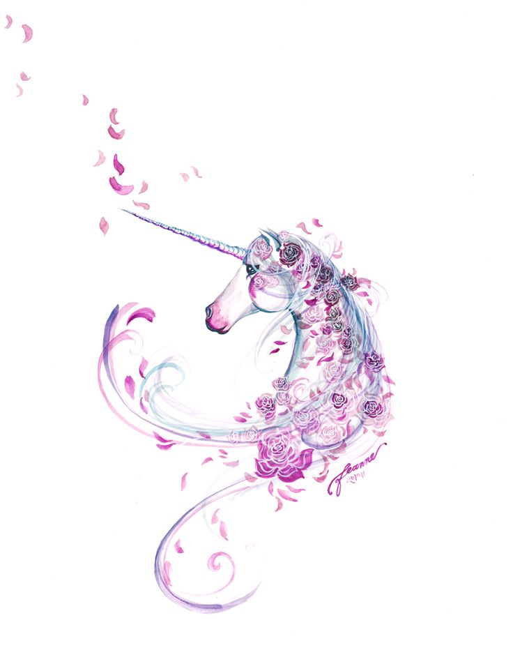 Pink Roses Unicorn Tattoo Design