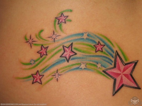 Pink Shooting Stars Tattoo Idea