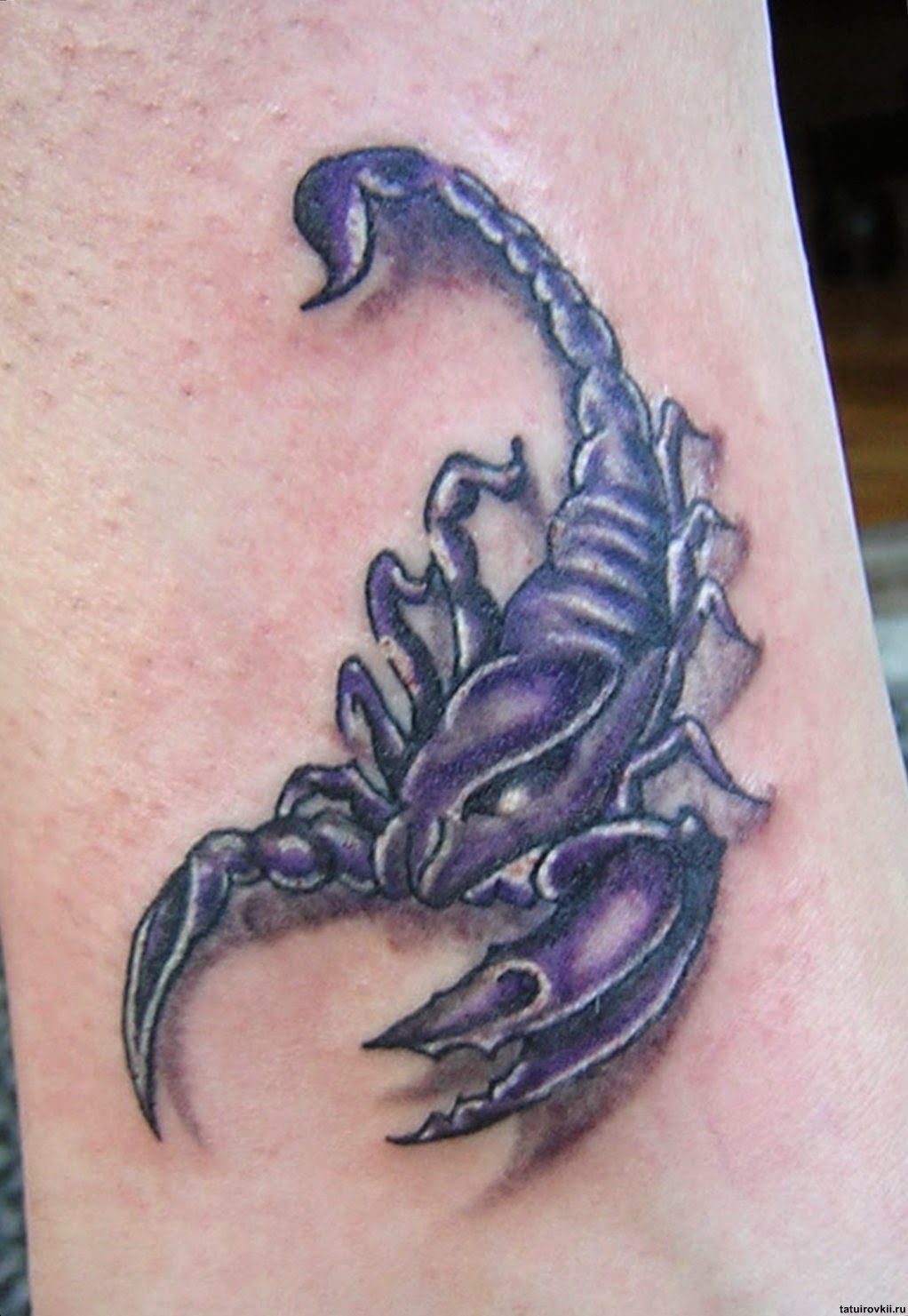 Purple Ink Scorpion Tattoo Idea