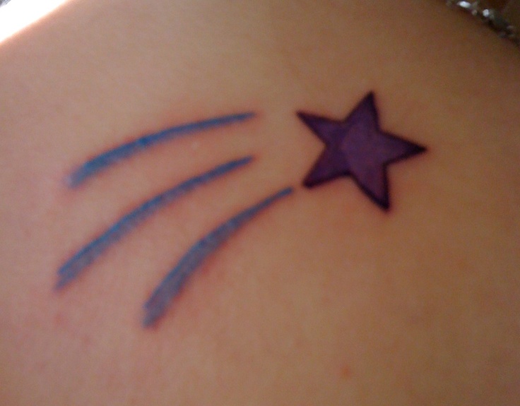 Purple Shooting Star Tattoo On Back