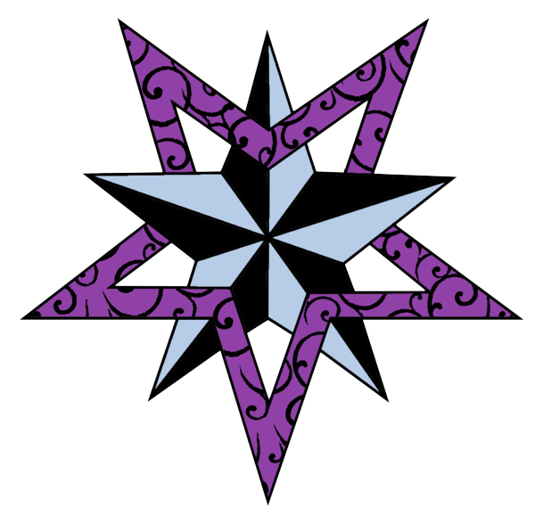 Purple Star And Nautical Star Tattoo Design