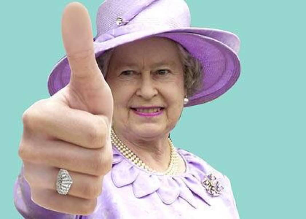 Queen Showing Thumbs Up On Her Birthday