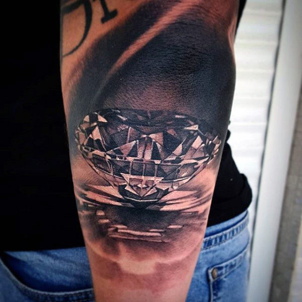 Realistic Diamond Tattoo On Full Sleeve