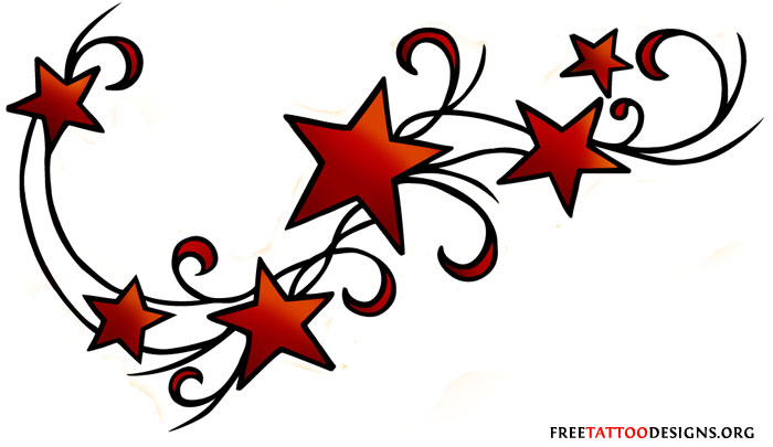 Red Shooting Stars Tattoo Design