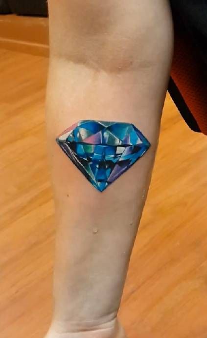 Right Forearm Colorful Diamond Tattoo