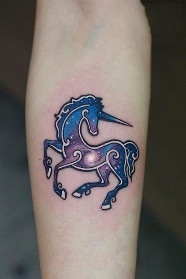 Right Forearm Feminine Unicorn Tattoo
