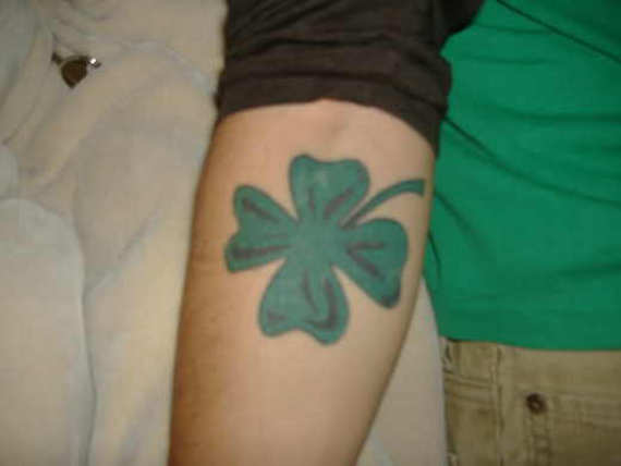 Right Forearm Green Celtic Shamrock Tattoo Idea