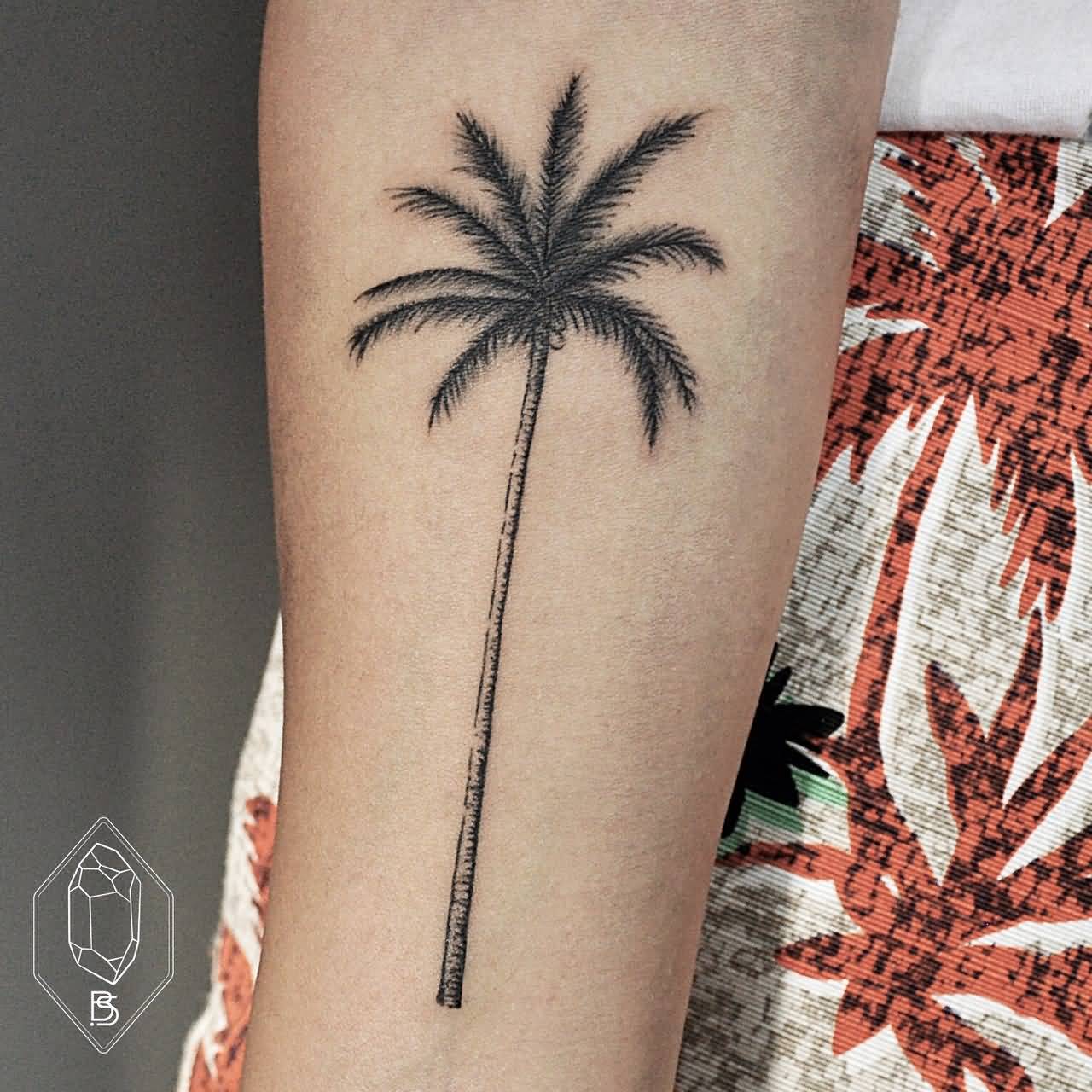 Right Forearm Palm Tree Tattoo Idea