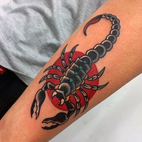 Scorpion Tattoo On Man Left Sleeve