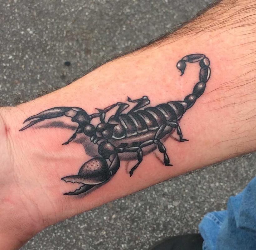 Scorpion Tattoo On Right Forearm