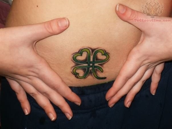 Shamrock Leaf Tattoo On Hip