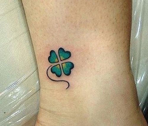 Shamrock Leaf Tattoo On Side Leg