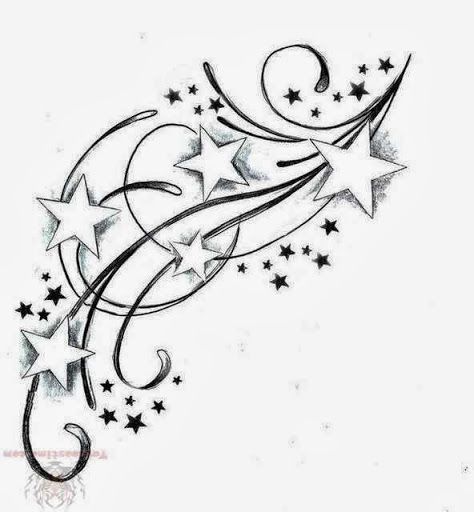 Diseño de tatuaje de estrella fugaz