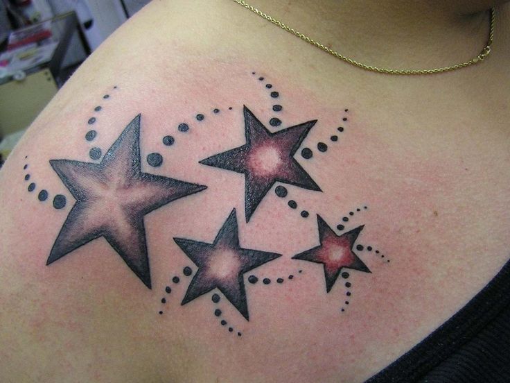 Shooting Stars Tattoo On Girl Upper Shoulder