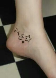 Shooting Stars Tattoo On Left Ankle