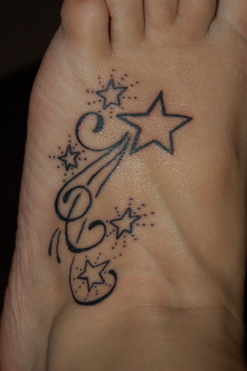 Shooting Stars Tattoo On Left Foot