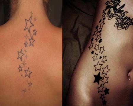 Shooting Stars Tattoo On Upper Back