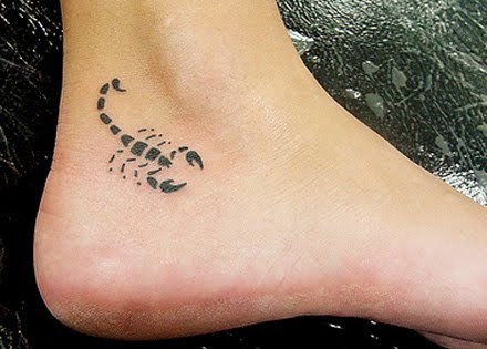 Small Black Girly Scorpion Tattoo On Ankle