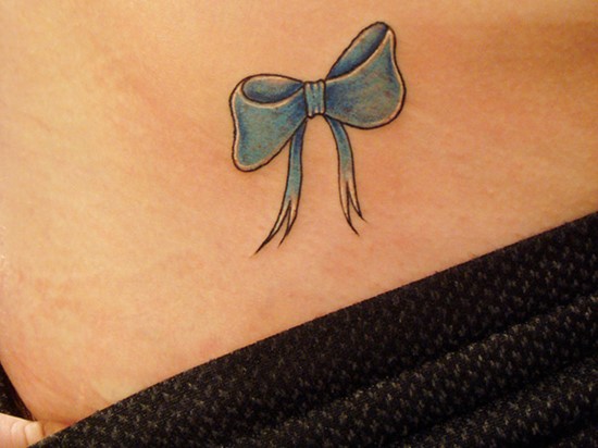 Small Blue Bow Tattoo Idea