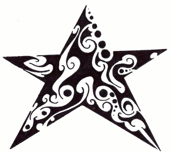 Stylish Tribal Star Tattoo Design