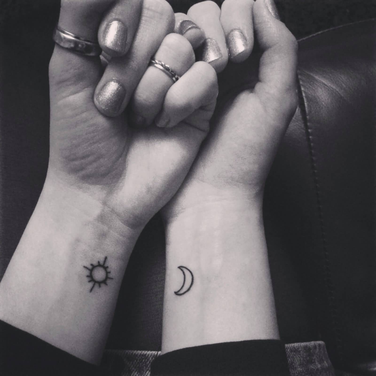 Sun And Moon Tattoos On Both Wrists